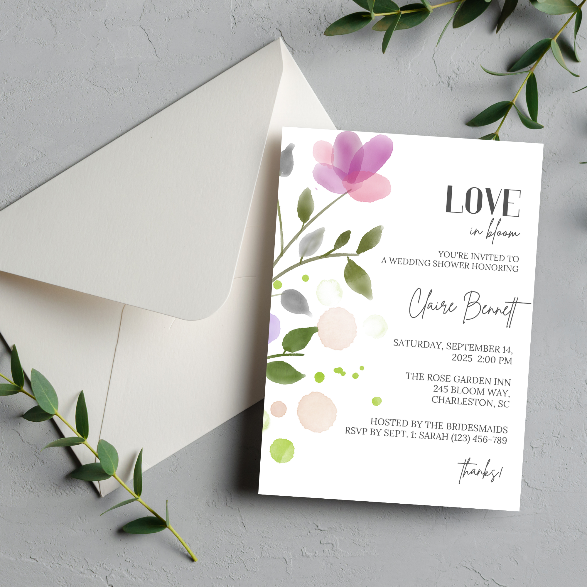Purple Bridal Shower Invitation