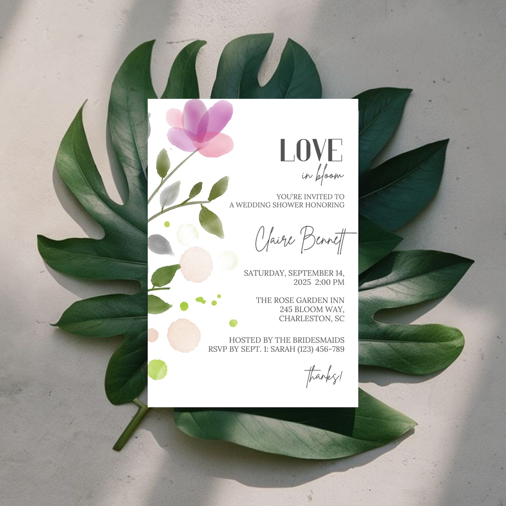 Purple Bridal Shower Invitation