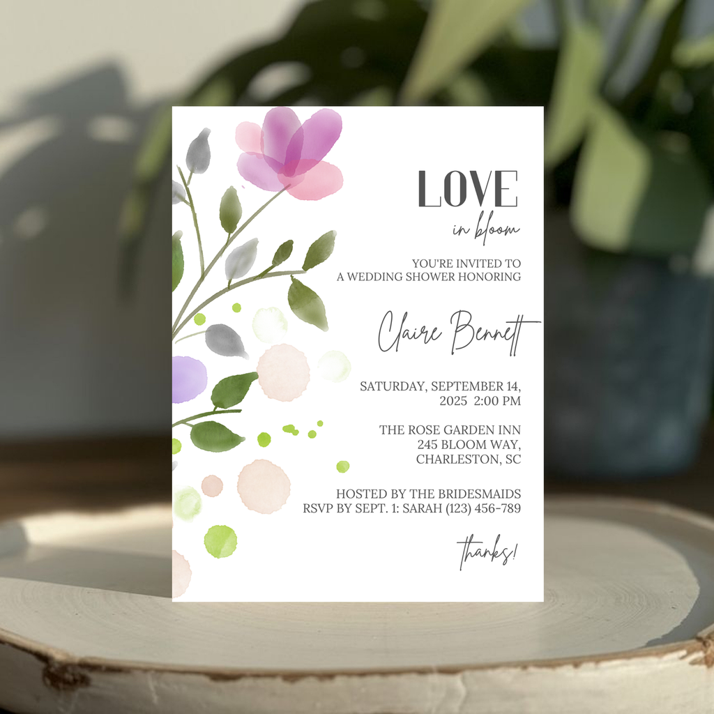 Purple Bridal Shower Invitation