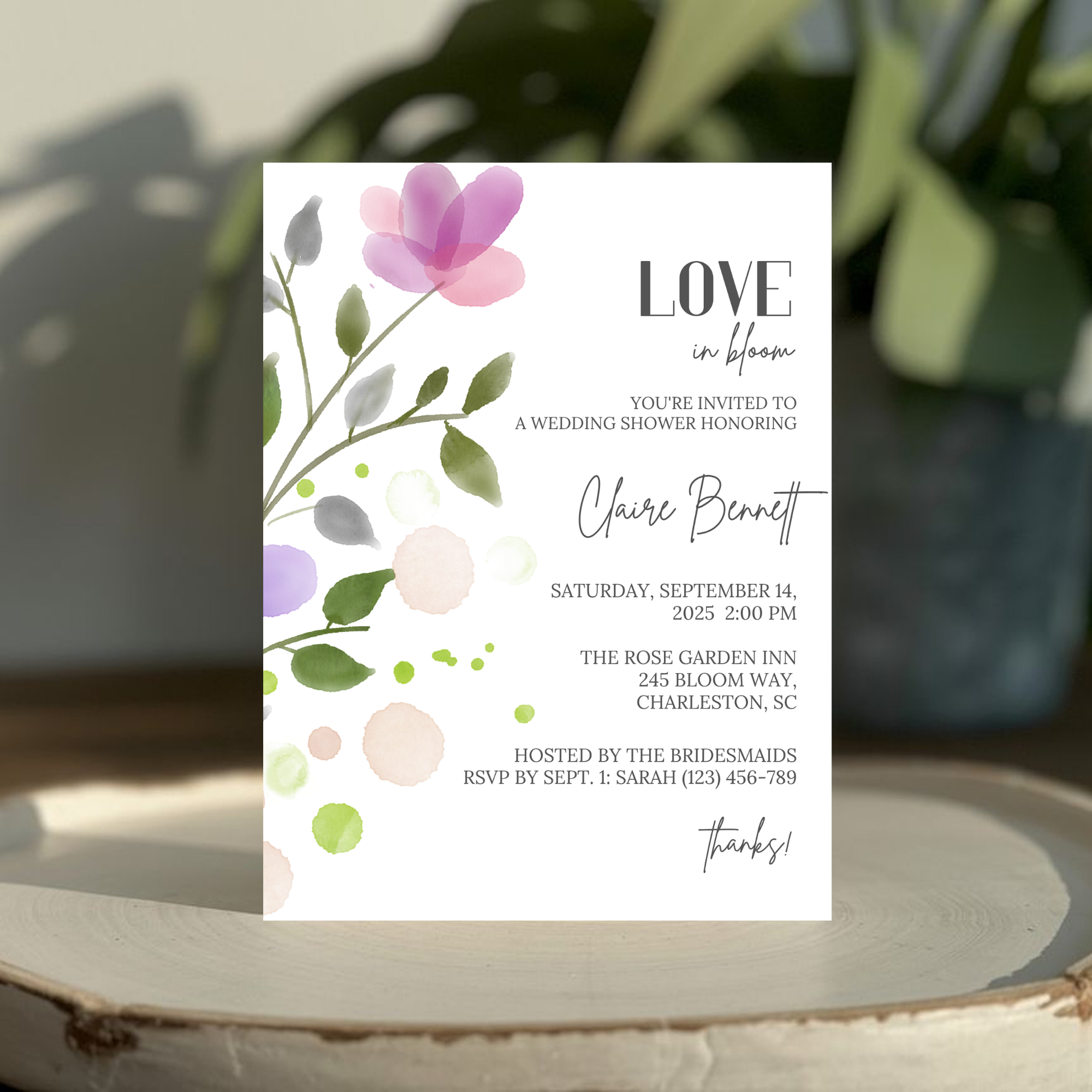 Purple Bridal Shower Invitation