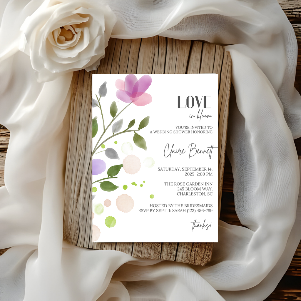 Purple Bridal Shower Invitation
