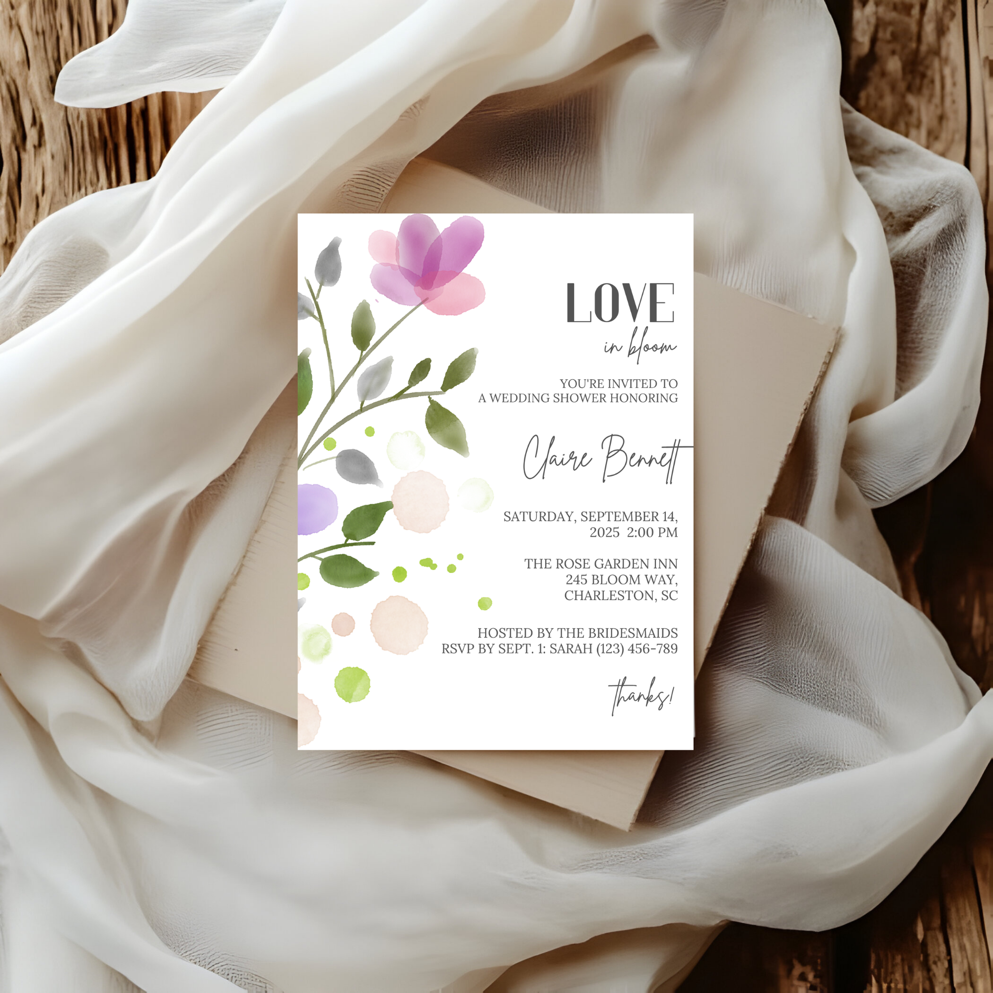 Purple Bridal Shower Invitation