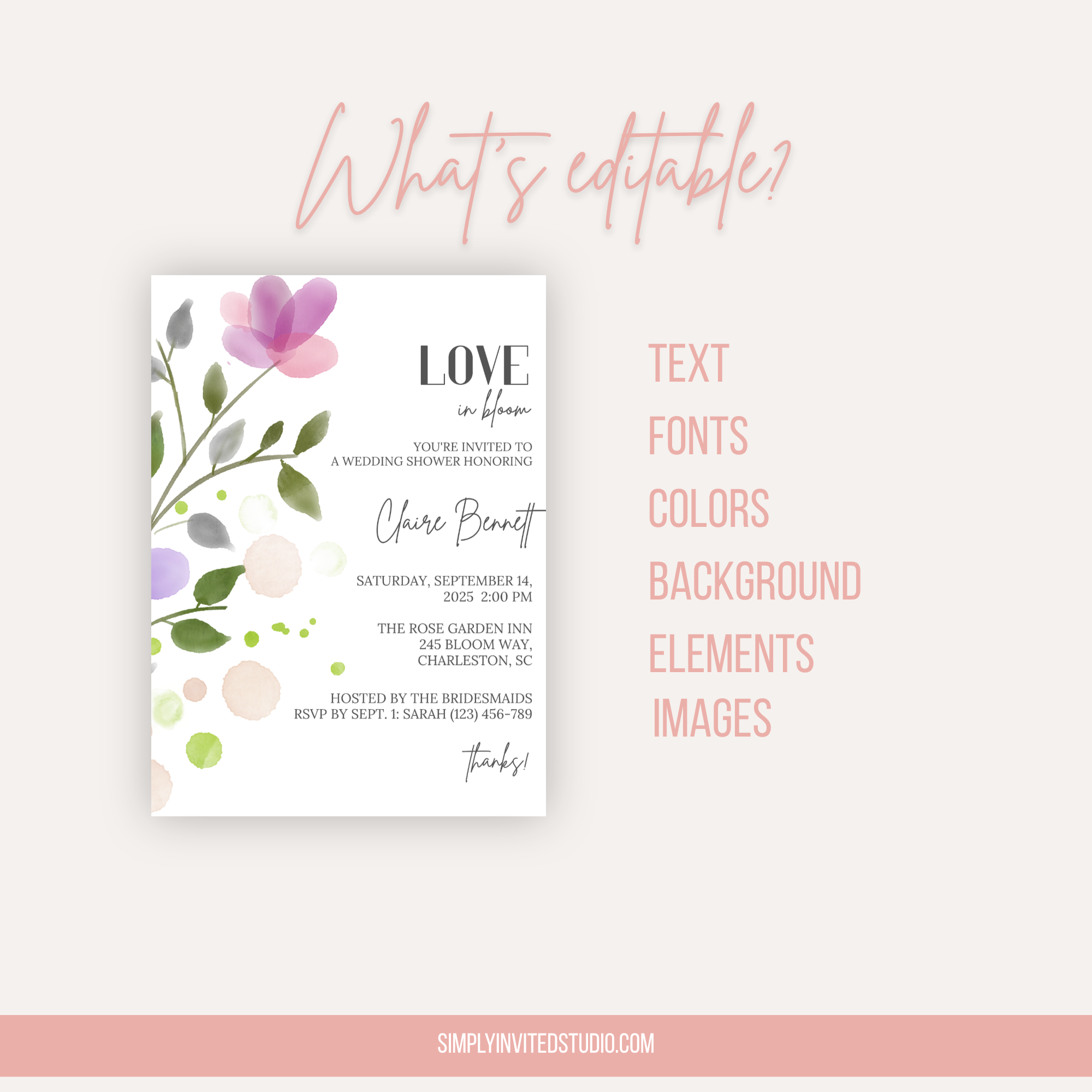 Purple Bridal Shower Invitation