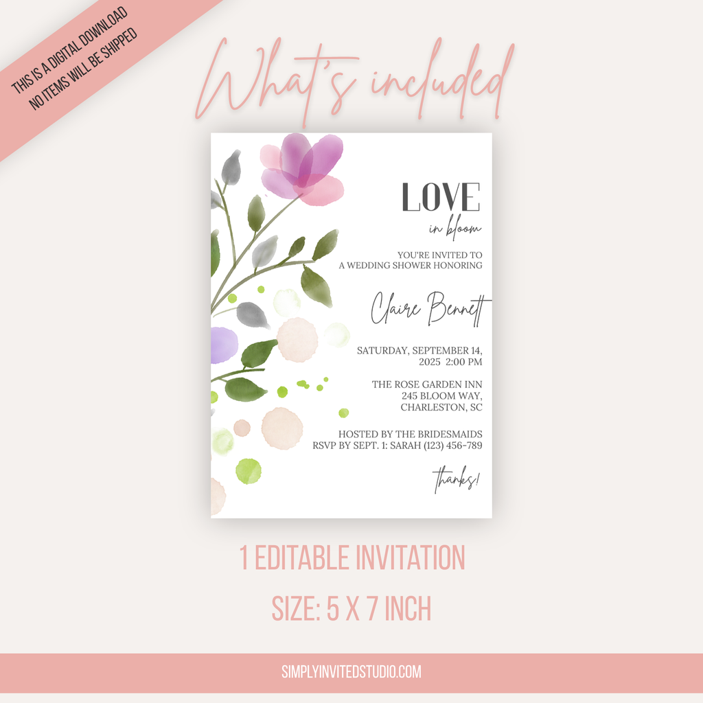 Purple Bridal Shower Invitation