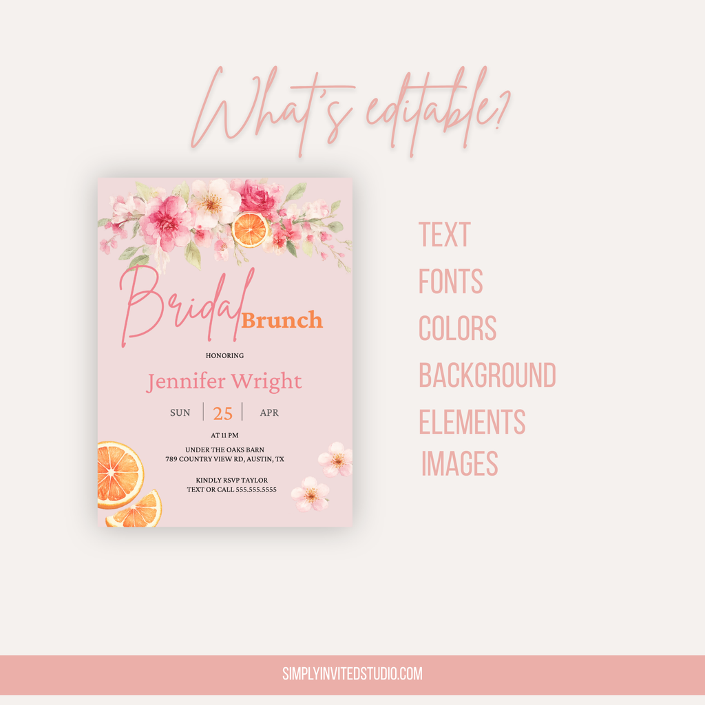 Pink Orange Bridal Shower Invitation